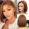 Straight Short Bob Wig Honey Brown Lace Front Human Hair Wigs Brazilian