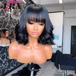 Remy Human Hair 4x4 Lace Front Wig with Bangs