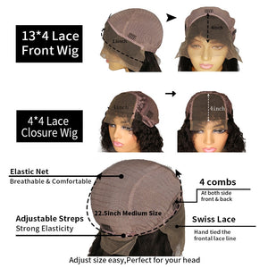Remy Human Hair 4x4 Lace Front Wig with Bangs