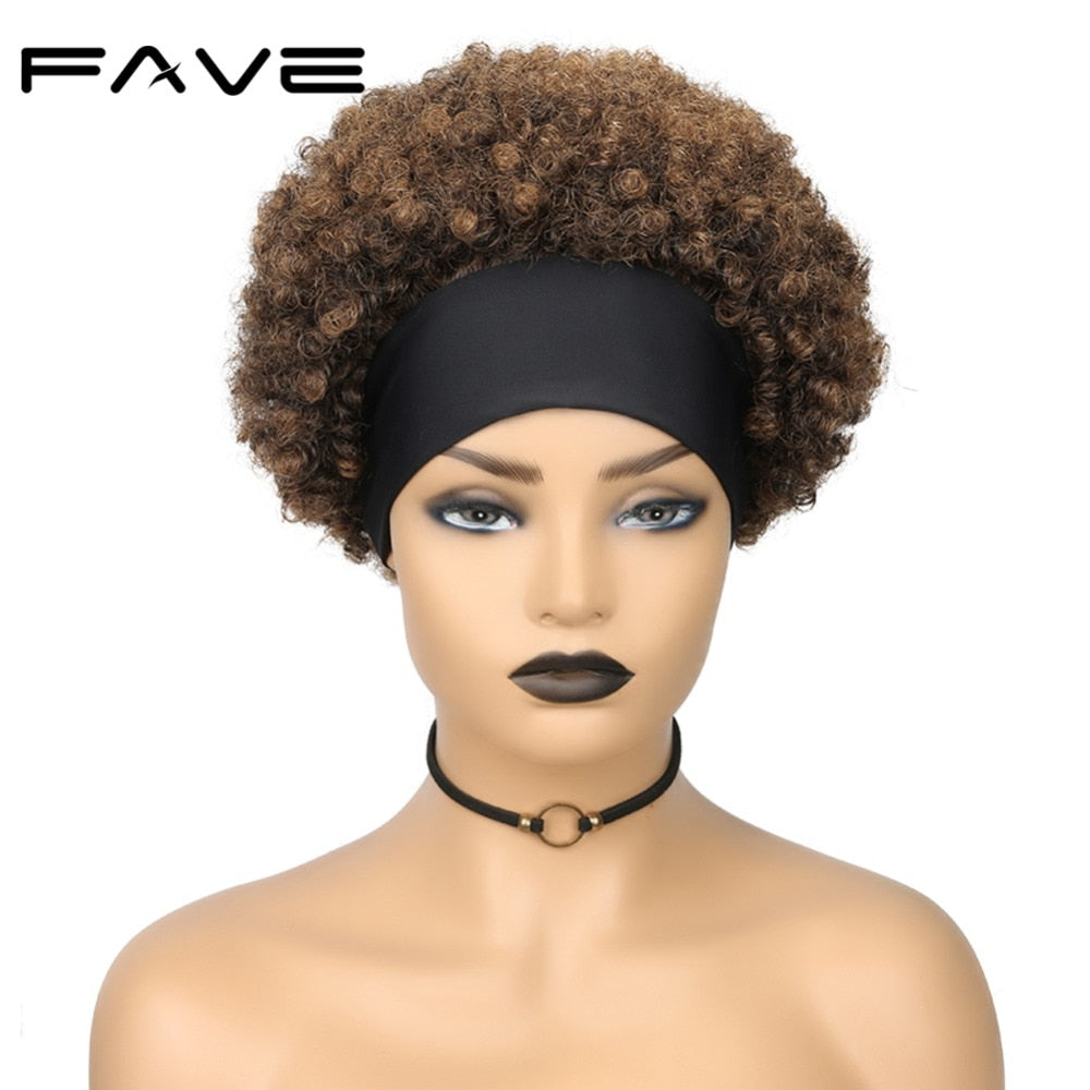 Brazilian Human Hair Afro Puff Headband Wig