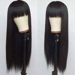 Straight Black with Bangs Synthetic Wig