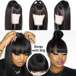 Straight Black with Bangs Synthetic Wig