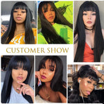 Straight Black with Bangs Synthetic Wig
