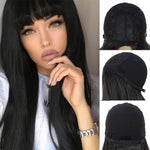 Straight Black with Bangs Synthetic Wig