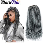 Grey Goddess Faux Locs 20inch long with Curly Ends
