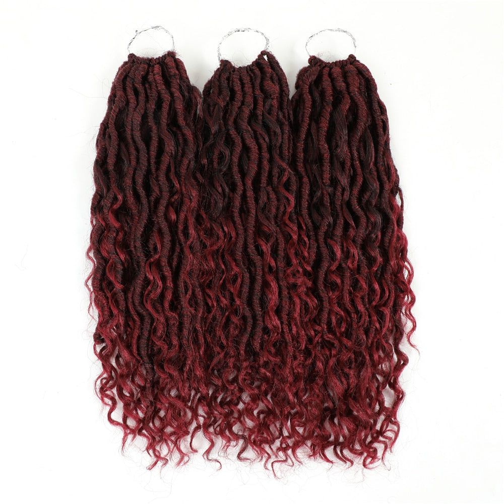 Synthetic Bohemian Faux Locs 6 Pack Bundle T1B/Burgundy