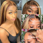 Highlighted Human Hair Honey Blonde Hd 13x1 Lace Front Wig