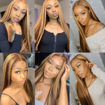Highlighted Human Hair Honey Blonde Hd 13x1 Lace Front Wig
