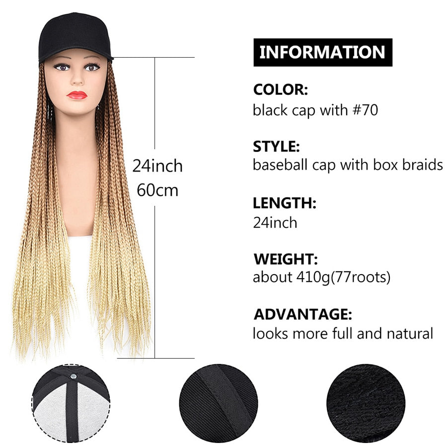 Synthetic Braided Box Braids Baseball Cap Wig