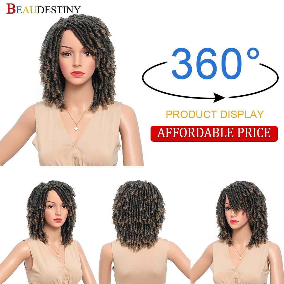 Short Soft Synthetic Faux Locs Dreadlocks Wig
