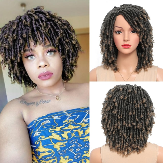 Short Soft Synthetic Faux Locs Dreadlocks Wig