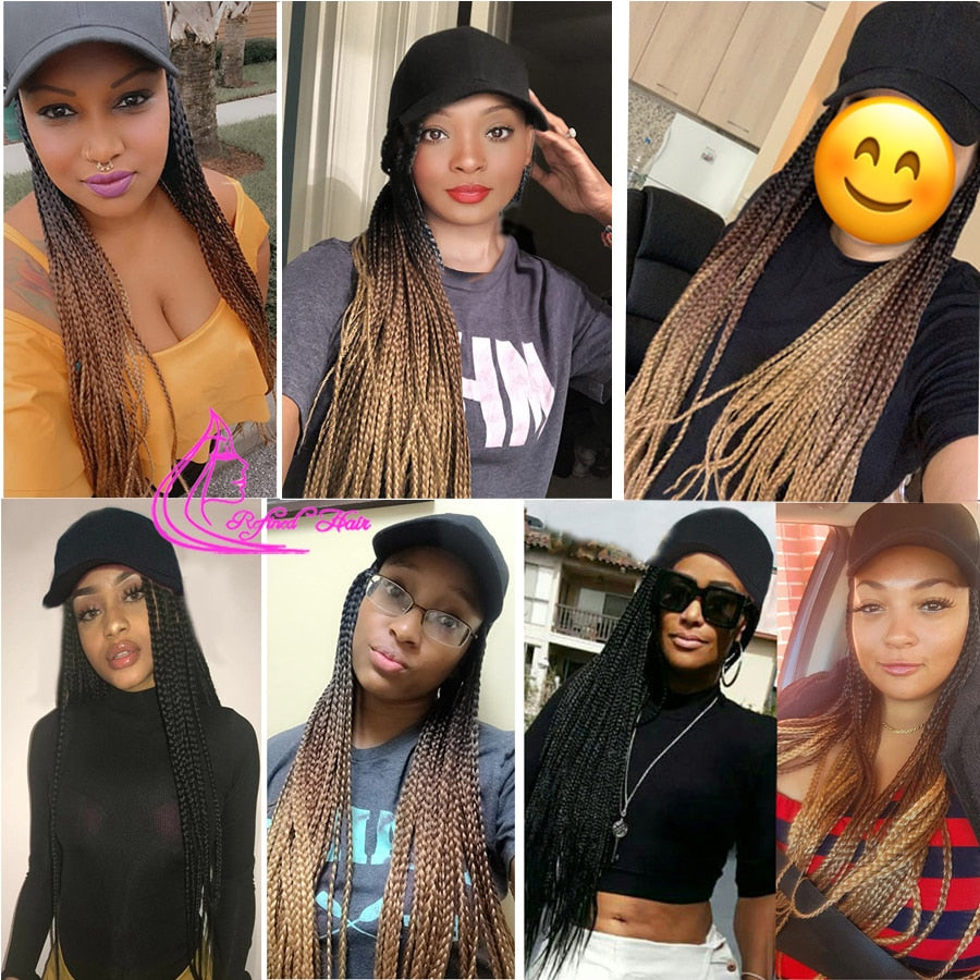 Synthetic Box Braids Baseball Cap wig