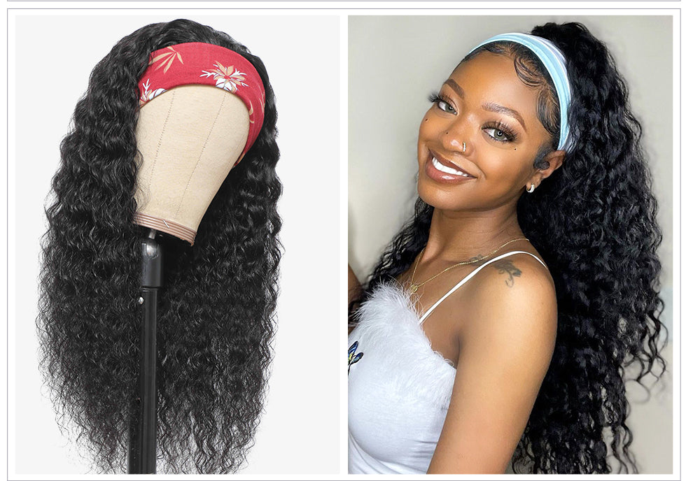 Human Hair Deep Wave Headband Wig