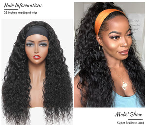 Human Hair Deep Wave Headband Wig