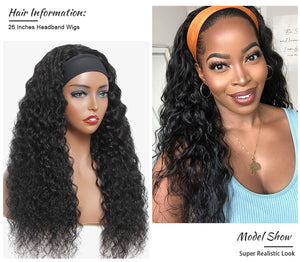 Human Hair Deep Wave Headband Wig