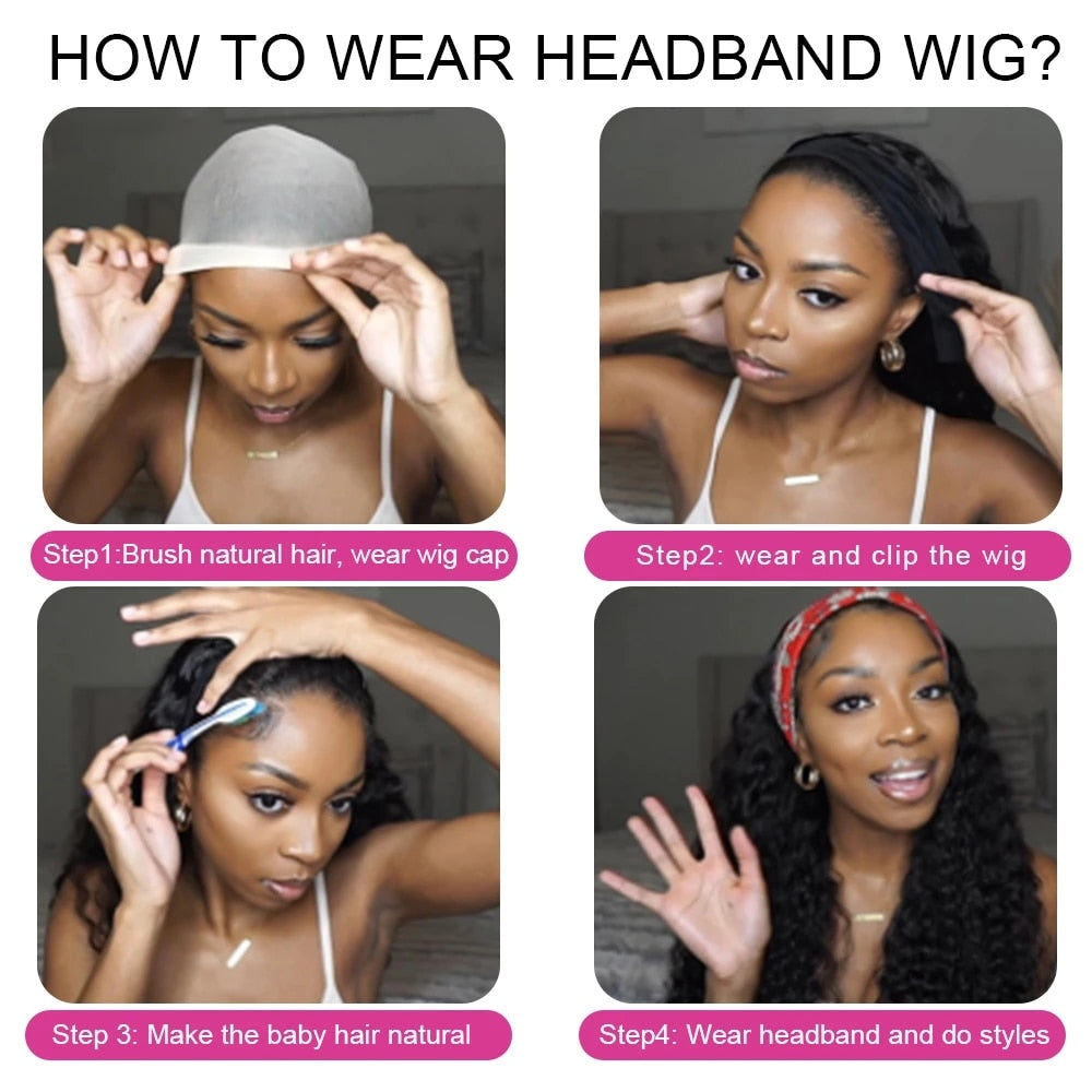 Synthetic Kinky Curl Headband Wig