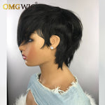 Non Lace Front Pixie Cut Wig with Bangs