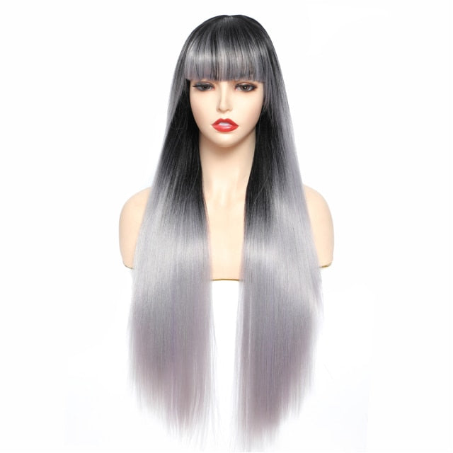 Twilight Straight Black with Bangs Synthetic Wig