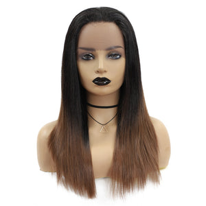 Ombre Brown Straight Synthetic Lace Frontal Wig
