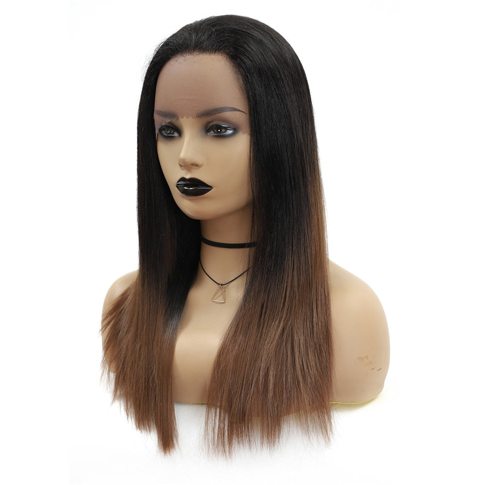 Ombre Brown Straight Synthetic Lace Frontal Wig