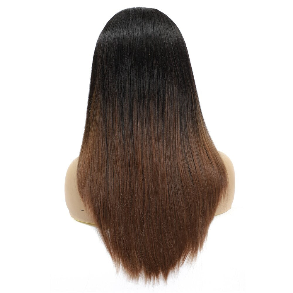 Ombre Brown Straight Synthetic Lace Frontal Wig