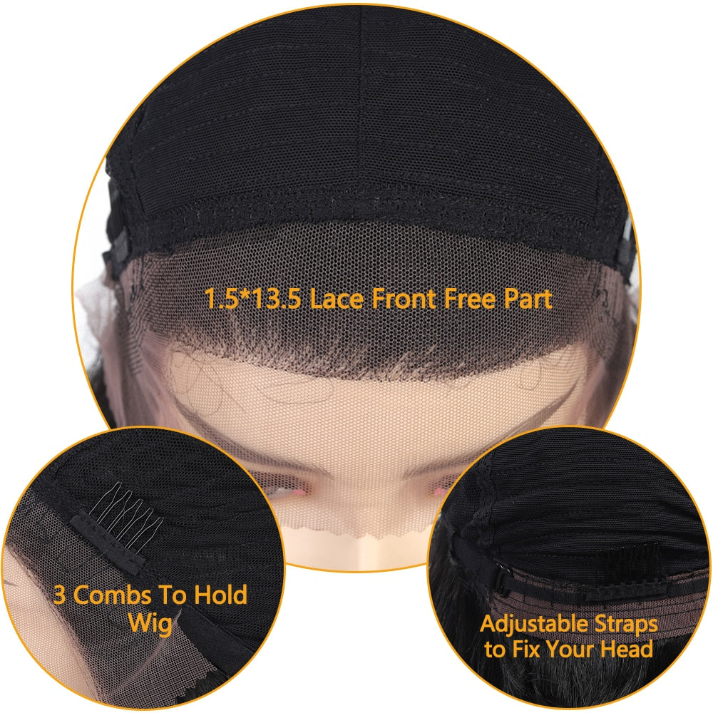 Ombre Brown Straight Synthetic Lace Frontal Wig