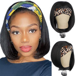 Straight Human Hair Bob Headband Wig