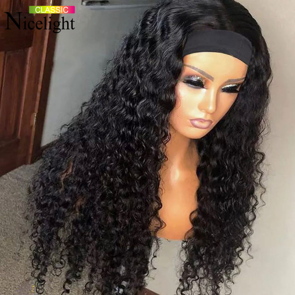 Human Hair Deep Wave Headband Wig