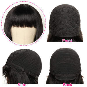 Lace Front Human Hair Straight Wig with Bangs