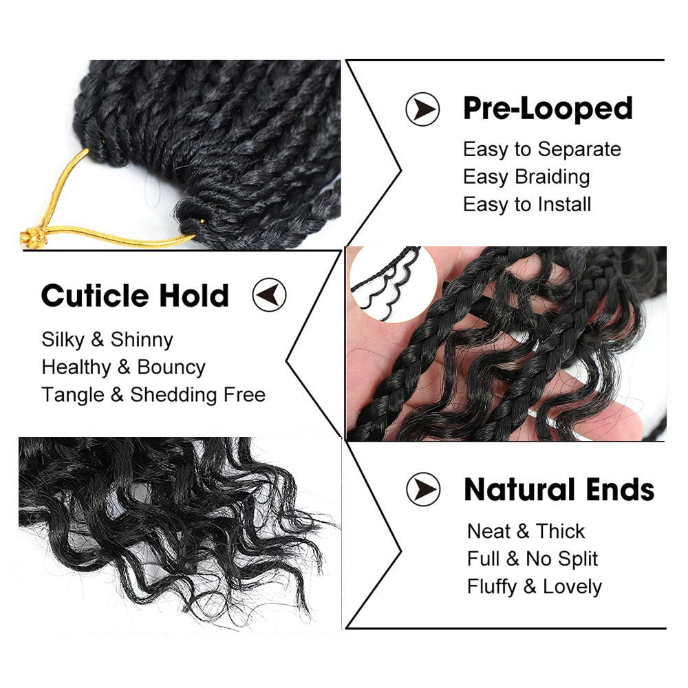 #1B Synthetic Goddess River Locs With Curly Ends Pre Looped Braiding Hair