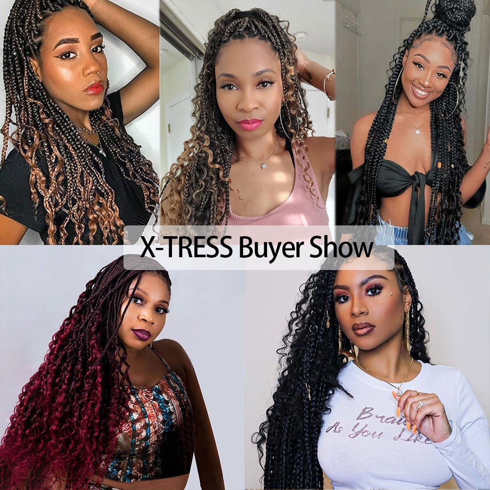 #1B Synthetic Goddess River Locs With Curly Ends Pre Looped Braiding Hair