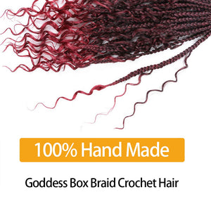 1B/Burgundy Synthetic Goddess River Locs With Curly Ends Pre Looped Braiding Hair