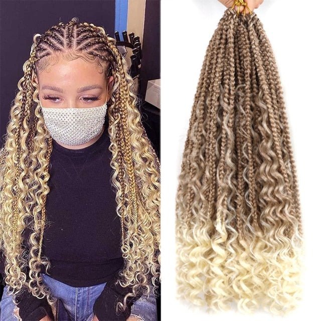 P27/613 Synthetic Goddess River Locs With Curly Ends Pre Looped Braiding Hair