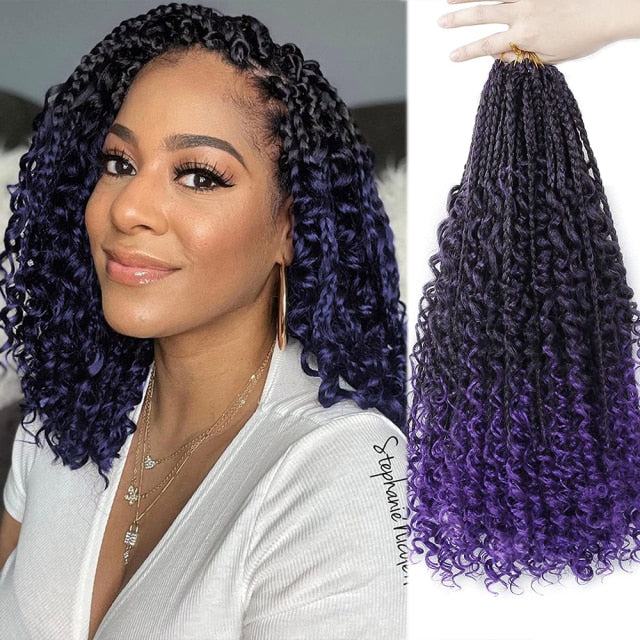 T1B/Purple Synthetic Goddess River Locs With Curly Ends Pre Looped Braiding Hair