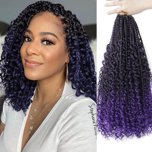 T1B/Purple Synthetic Goddess River Locs With Curly Ends Pre Looped Braiding Hair