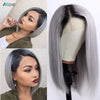 Gray Straight Transparent 13x4 Lace Frontal Brazilian Wig