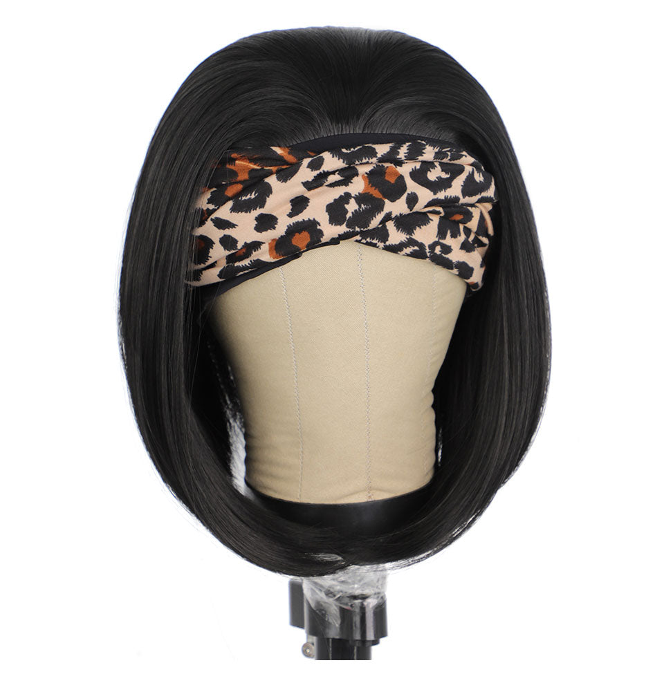 Straight Human Hair Bob Headband Wig