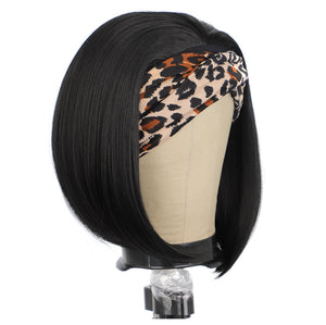 Straight Human Hair Bob Headband Wig