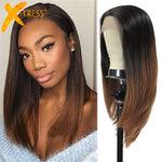 Ombre Brown 26inch Long Straight Lace Frontal Wig