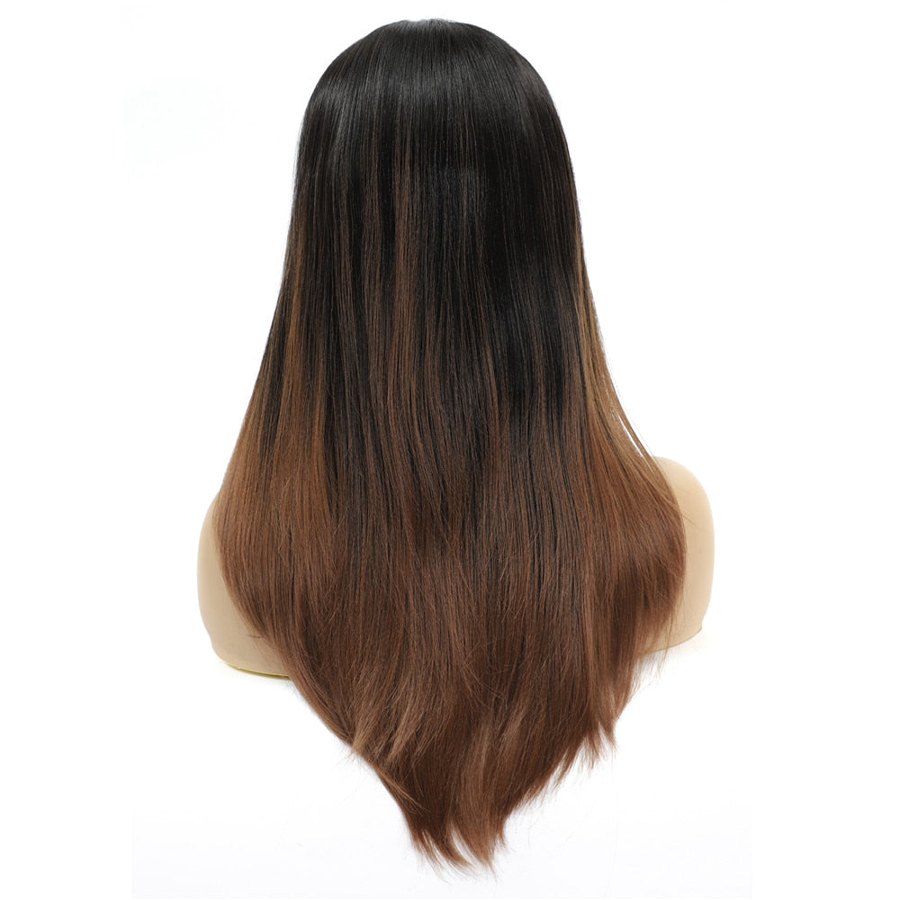 Ombre Brown 26inch Long Straight Lace Frontal Wig