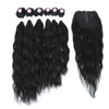 Synthetic Natural Wave 6 Bundles With Lace Closure Middle Part Colorful Curly Weave