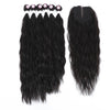 Synthetic Natural Wave 6 Bundles With Lace Closure Middle Part Colorful Curly Weave