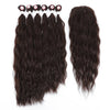 Synthetic Natural Wave 6 Bundles With Lace Closure Middle Part Colorful Curly Weave