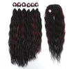 F1B-Burgundy Colored Synthetic Natural Wave 6 Bundles With Lace Closure Middle Part Colorful Curly Weave