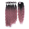 Star Dust Colored Synthetic Natural Wave 6 Bundles With Lace Closure Middle Part Colorful Curly Weave