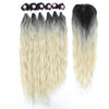 BARBIE Colored Synthetic Natural Wave 6 Bundles With Lace Closure Middle Part Colorful Curly Weave