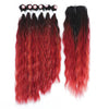 SANGRIA Colored Synthetic Natural Wave 6 Bundles With Lace Closure Middle Part Colorful Curly Weave