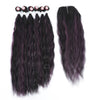 LOLLIPOP Colored Synthetic Natural Wave 6 Bundles With Lace Closure Middle Part Colorful Curly Weave