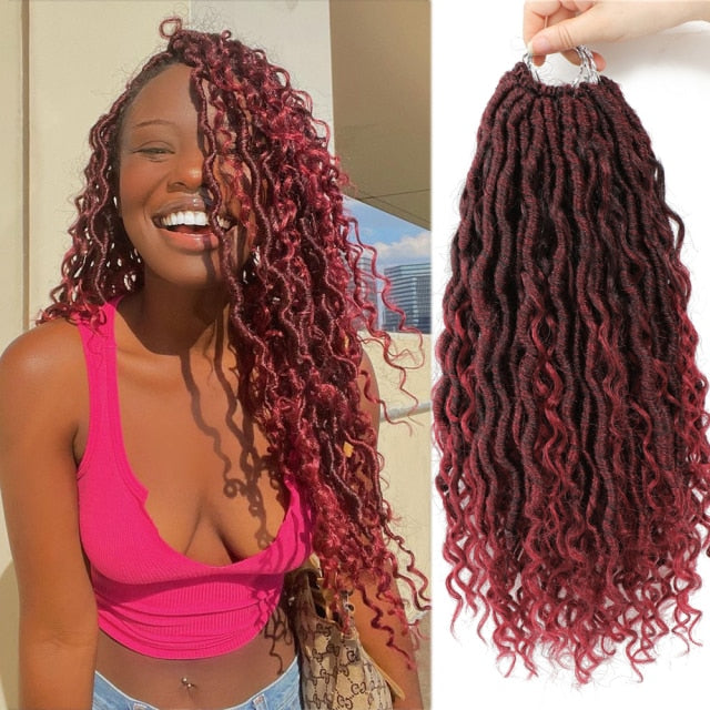 Synthetic Bohemian Faux Locs 6 Pack Bundle T1B/Burgundy