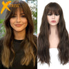 Brown Colored Natural Wave Synthetic Wigs